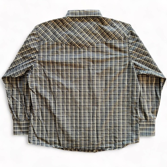 Vintage Wrangler Western Cowboy Button Down Rodeo Ranch Shirt XL Blue Green Tan - Picture 6 of 11